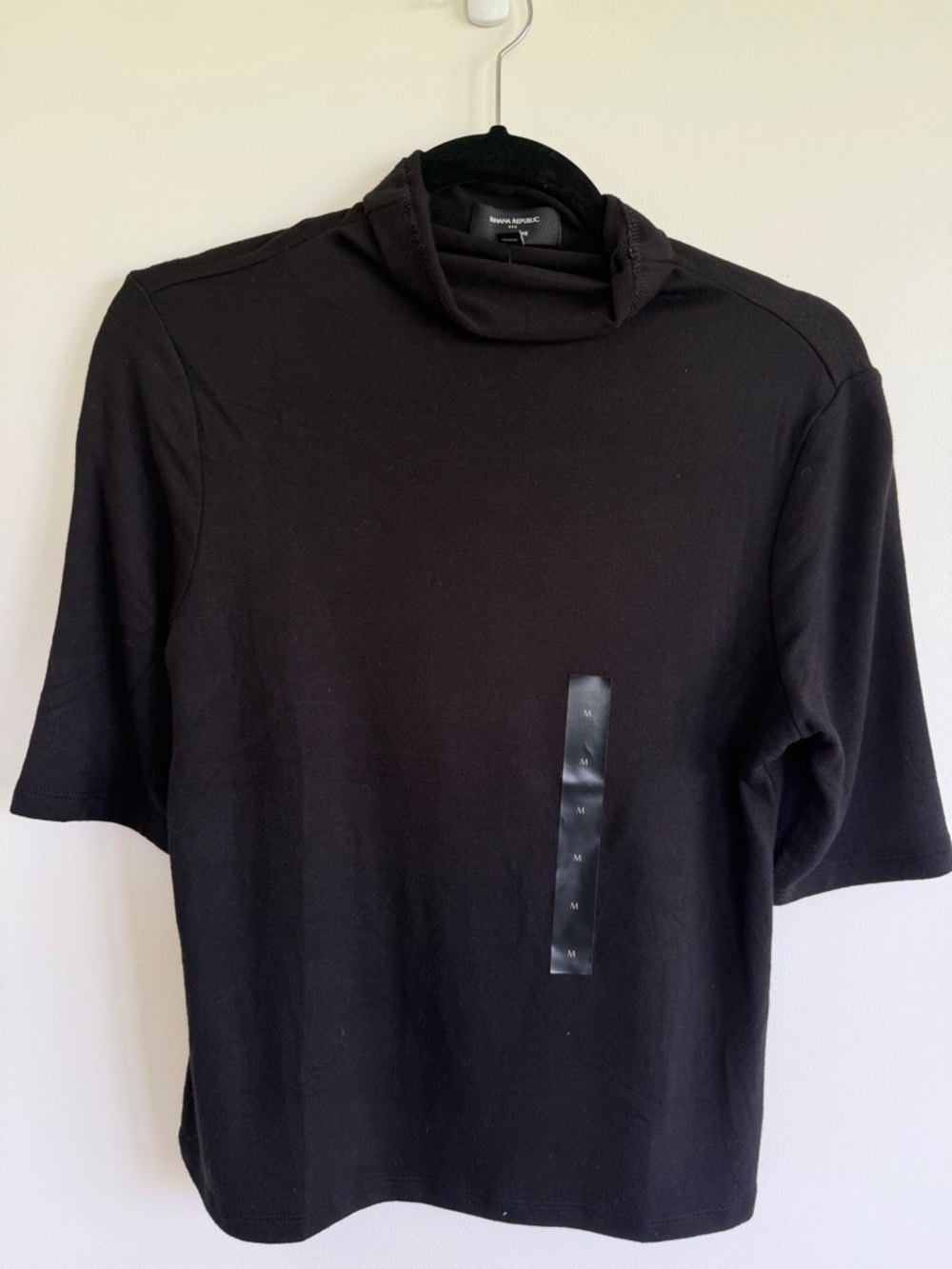 Banana Republic Black Short Sleeve Funnel Neck Top